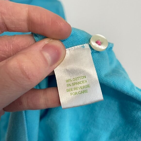 LILLY PULITZER Turquoise Blue Collared Short Sleeve Cotton Polo Shirt Dress M - Picture 8 of 16